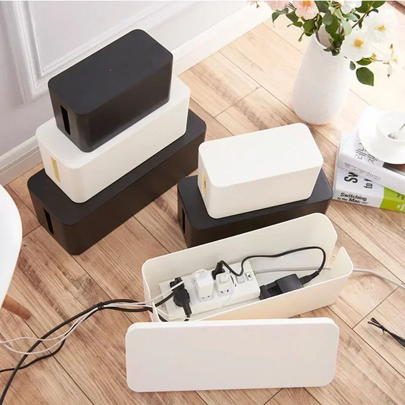 1PC Cable Storage Box Power Board Wire Management Socket Strip Wire Case Dust Charger Socket Organizer Network Bin Charger