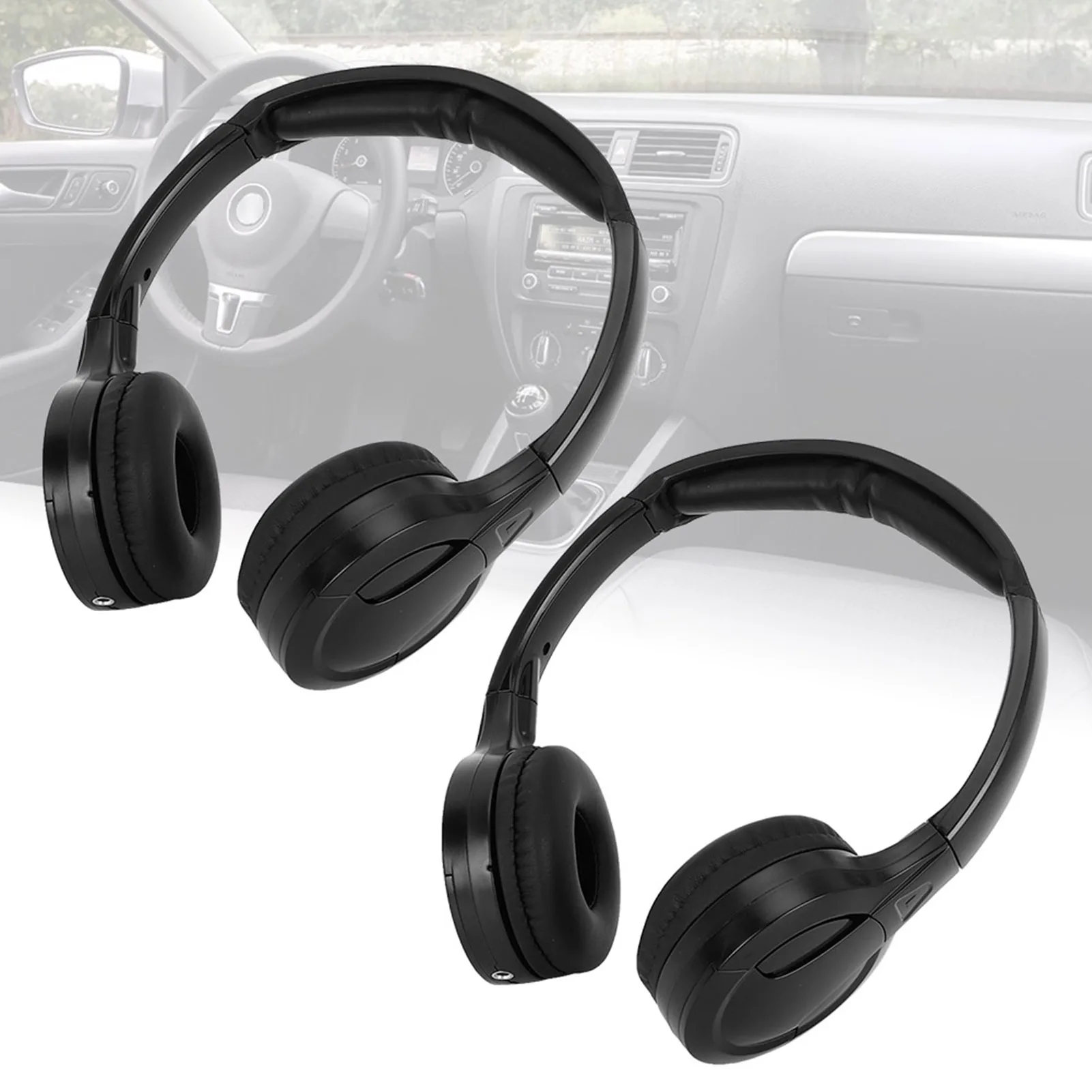 2 Channel Cordless Infrared IR Stereo Audio Headphone Earphone Foldable Auto Headset Earphone for Car Headrest DVD