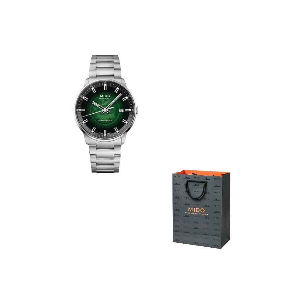 MIDO Commander Collection Automatic Mechanical Movement Men's Watches Watch 40mm Green Dial Metal Strap M021.407.11.411.03