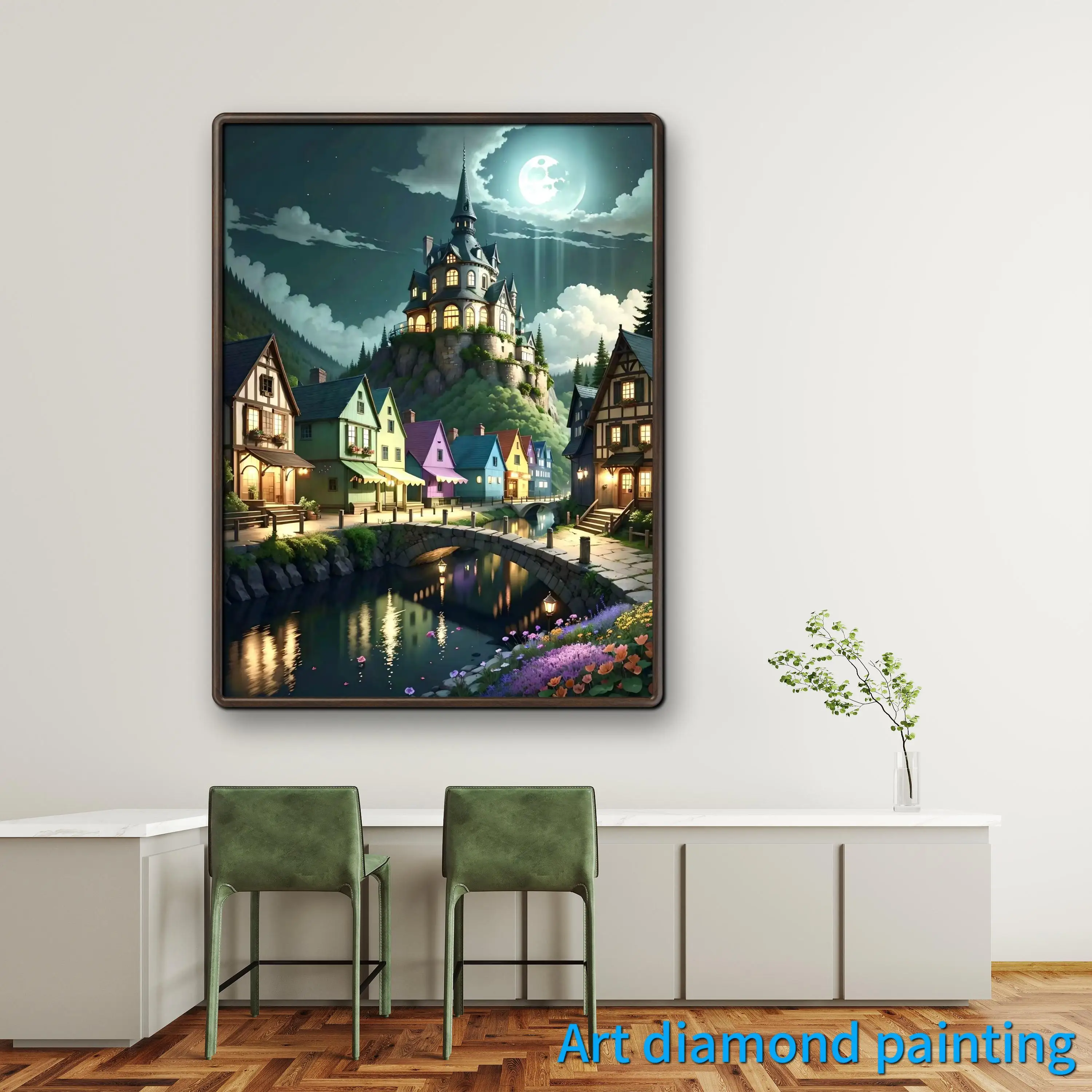 Castillo sueño 5D DIY AB taladros pintura de diamante bordado punto de cruz cuento de hadas paisaje arte mosaico de diamantes de imitación regalos para niños