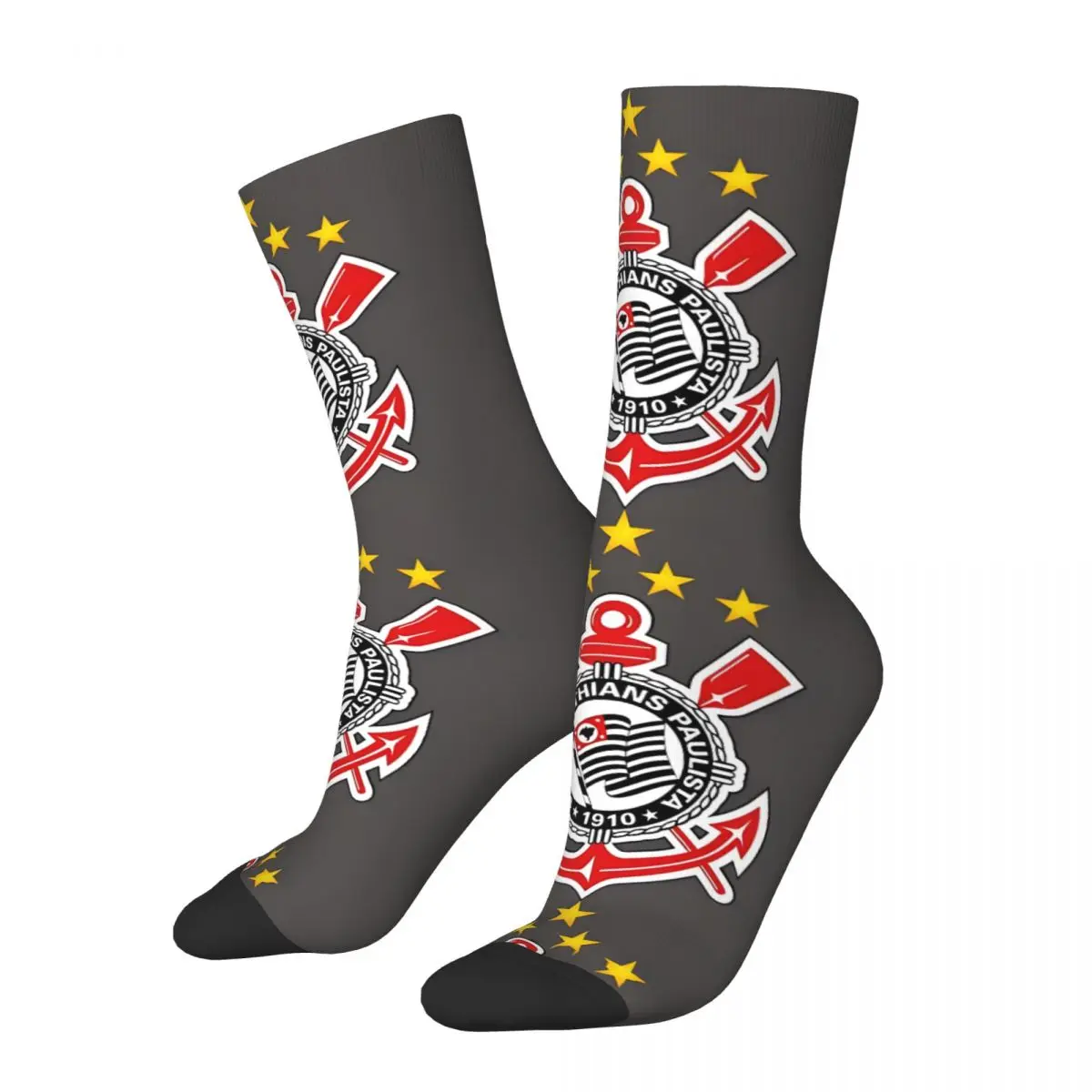 Funny Crazy compression Soccer Sock for Hip Hop Vintage Corinthians Happy Quality Pattern Printed Boys Crew Sock Novelty Gift