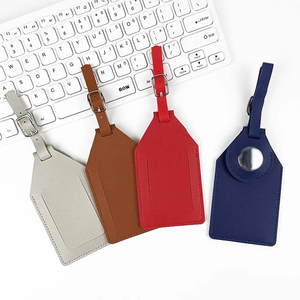 Colorful with Strap Luggage Tag Holiday Travel Airplane Check-in Airplane Suitcase Tag PU Leather Anti-Loss Boarding Pass Girls