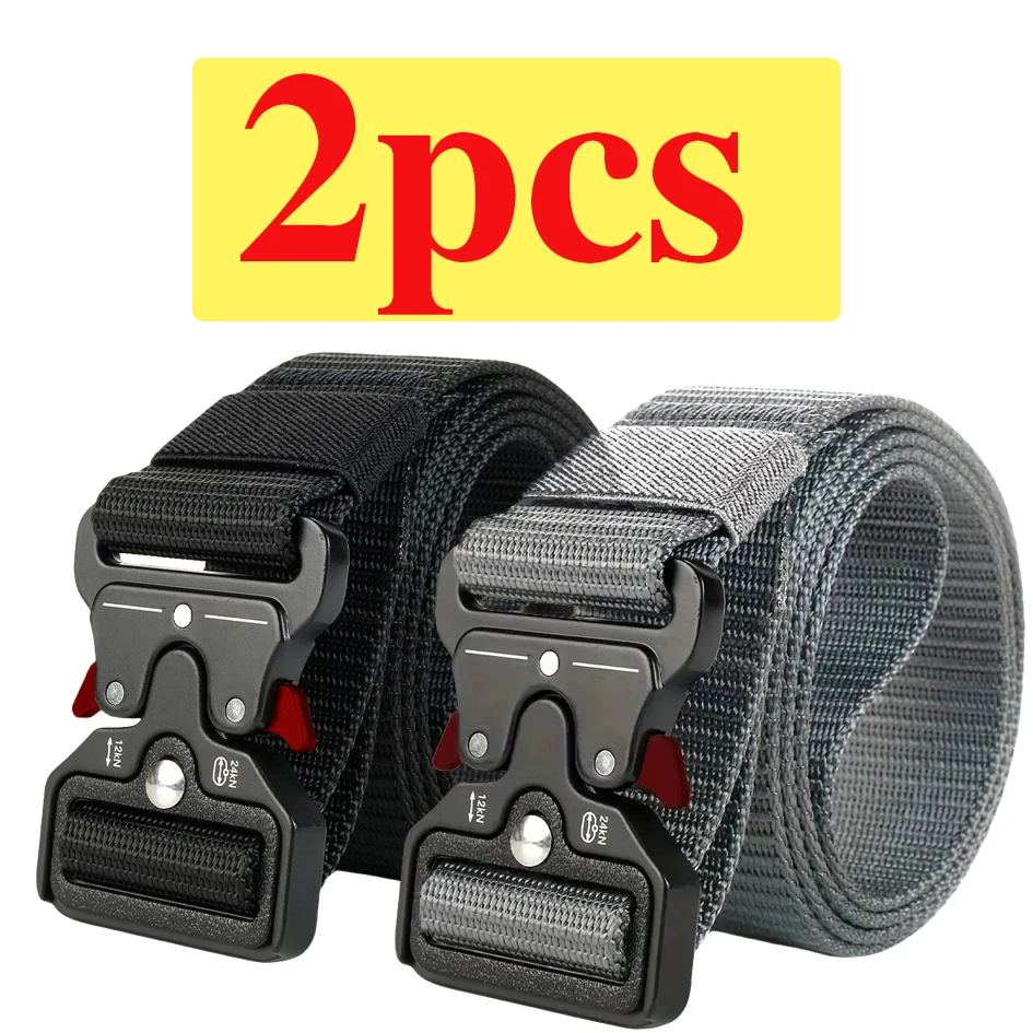 2er-Pack Herren Taktischer Gürtel, Outdoor-Sport-Trainingsgürtel mit Schnellverschluss und Symmetrischer Schnalle, Unisex Multifunktionaler Langlebiger Gürtel