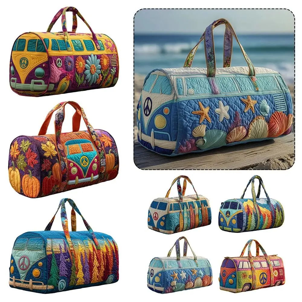 

Quilted Cotton Quilted Travel Bag 3D Design Boho Style Duffle Bag Hippie Vibe Frog Pattern Printed Yoga Bag Weekend Trip