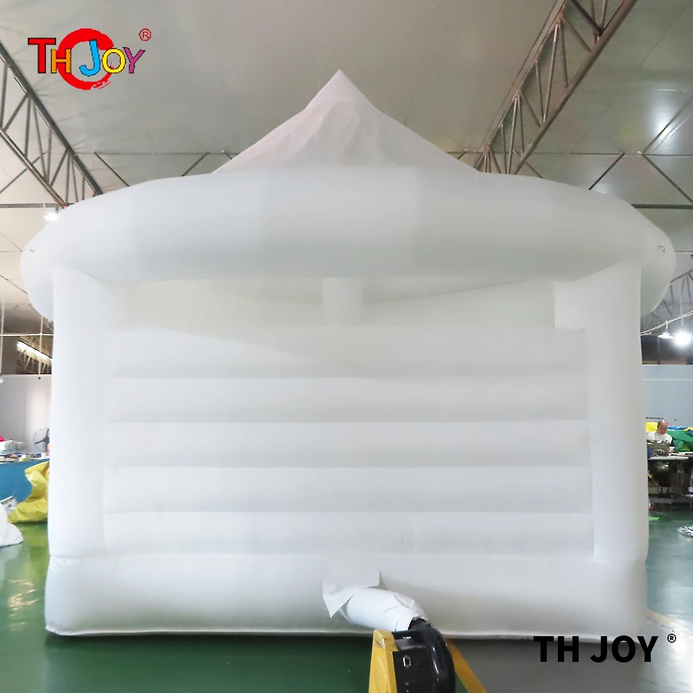 4x4m Commercial Adults Kids Inflatable White Wedding Bouncy Castle Inflatable Bounce House With Top Cover For Sale