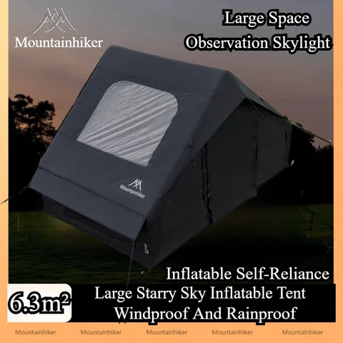MOUNTAINHIKER 6.3 ㎡   Grande tente gonflable ciel étoilé, lucarne d'observation noire, Camping en plein air, installation rapide, 3/4P, Anti-UV