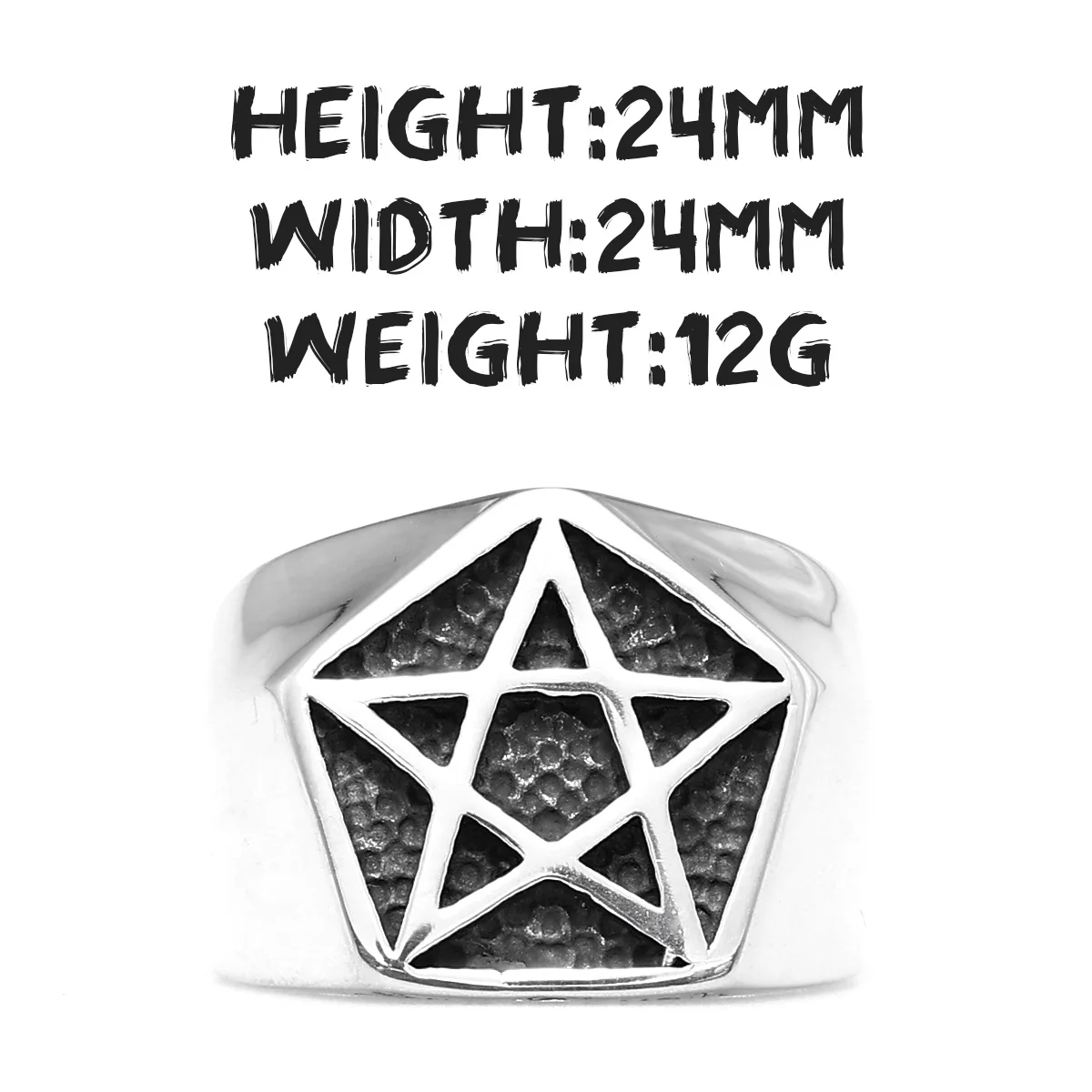 Simple Pentagram Stainless Steel Mens Rings Punk Charm Unique Amulet for Male Boyfriend Biker Jewelry Creativity Gift Wholesale