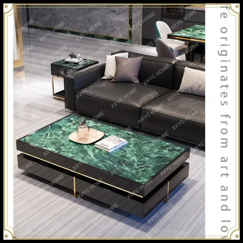 X-S Light Luxury Rock Slab Coffee Table  High-end Luxury Stone Countertop Living Room Home Solid Wood Fashion HG