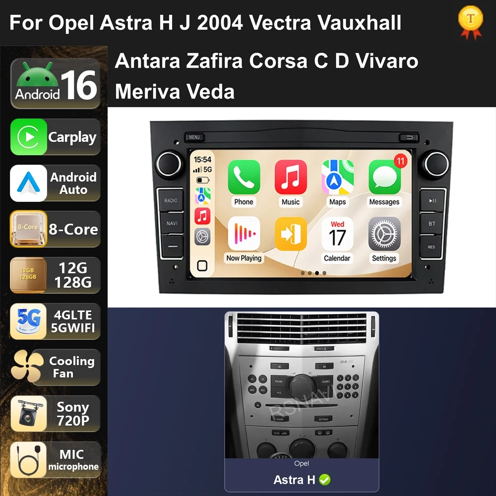 Car Radio Android 16 For Opel Vauxhall Astra H Vectra Antara Zafira Corsa C D Vivaro Meriva 2003-2011 carplay auto dsp bt 4g