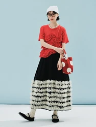 Imakokoni-falda a juego de color de encaje, malla súper densa, hilo pesado, novedad de verano, 2024, 244619