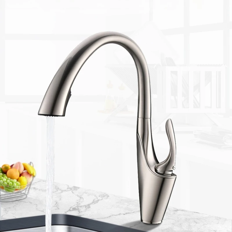 

Pull Out Kitchen Sink Faucet Deck Mounted Stream Sprayer Nozzle Kitchen Hot Cold Mixer Taps