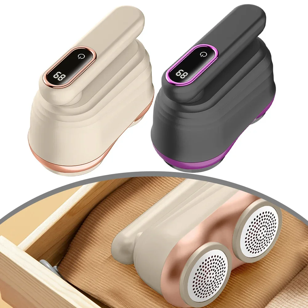 

Lint Shaver Portable Electric Lint Remover Double Headed Fuzz Pellet Remover Machine Wireless Sweater Shaver Removes Clothes