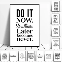 Pittura su tela frasi energetiche Positive parole motivazionali citazione Poster in bianco e nero minimalista Wall Art Pictures Home Decor