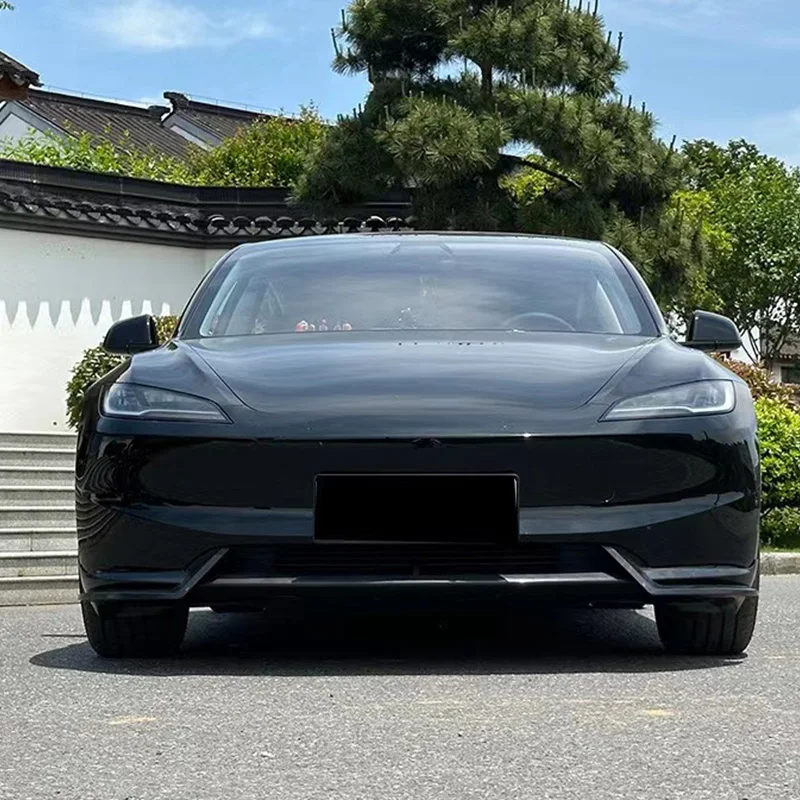 For 2024+ Tesla Highland Model 3 Front Lip Sport Bumper Spoiler Model 3 Auto Accessories AD Sport Body Kit Gloss Carbon Print