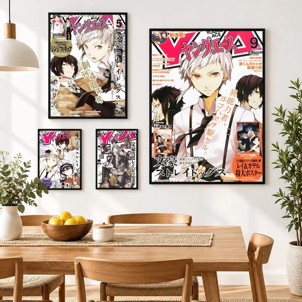 Japanese Anime Bungo Stray Dogs Vintage Poster Waterproof HD Modern Peel And Stick Wall Decor Living Room Dorm Garage