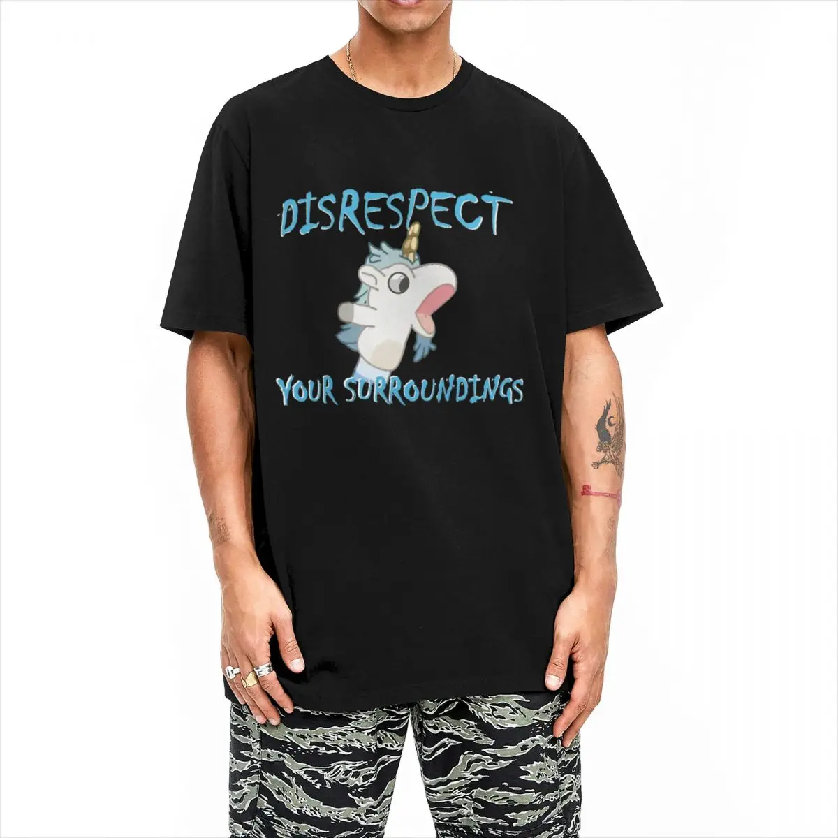 Funny Blueys Unicorse Disrespect Your Surroundings T Shirt T-Shirts Short Sleeve Tops 100 Cotton O-Neck Oversize Clothing