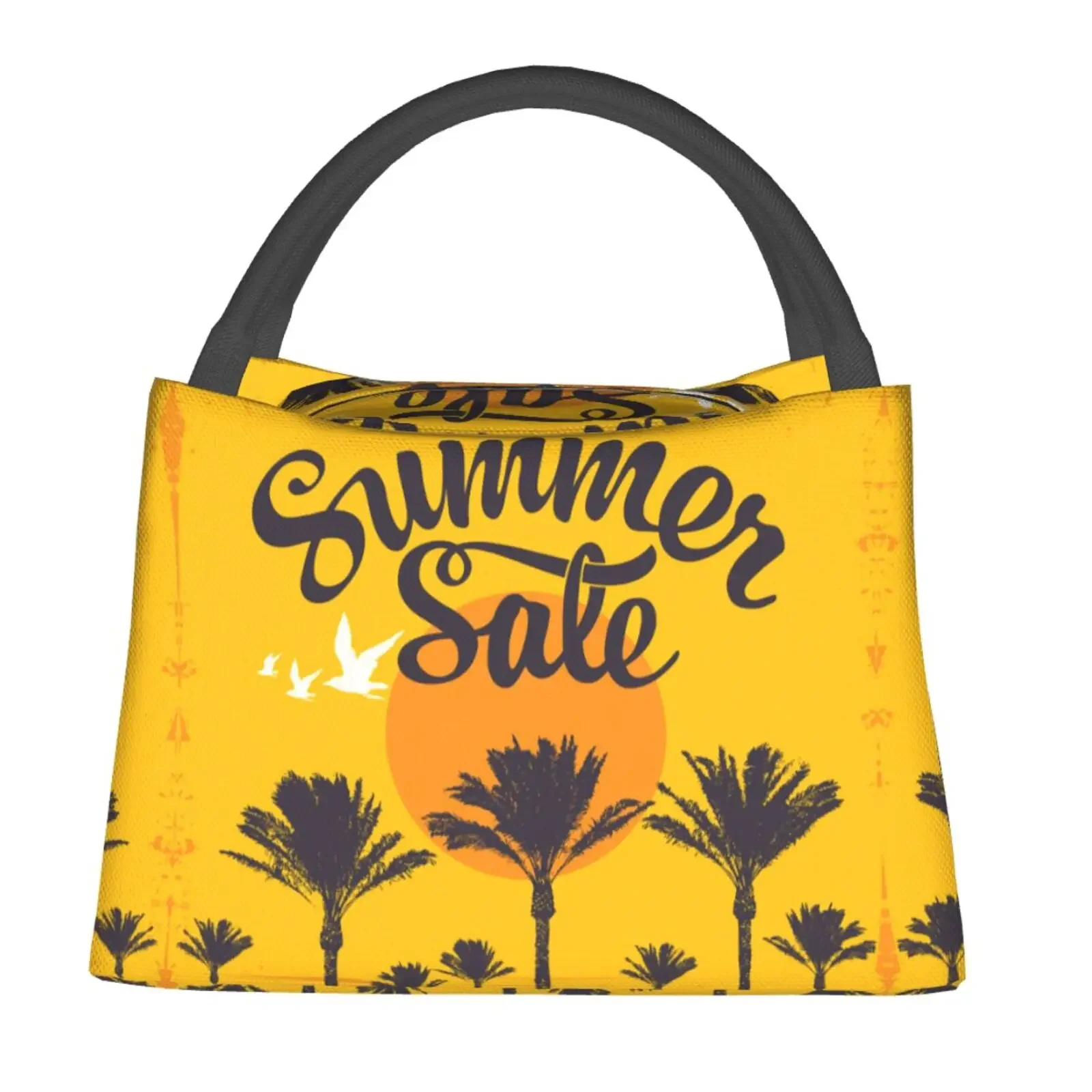 Sommer-Sonnenuntergang-Lunchtasche für Kinder, Männer, Frauen, gelbe Farbe, Lunchbox-Tasche für Outdoor, Schule, Picknick, Arbeit, Bento, Einheitsgröße