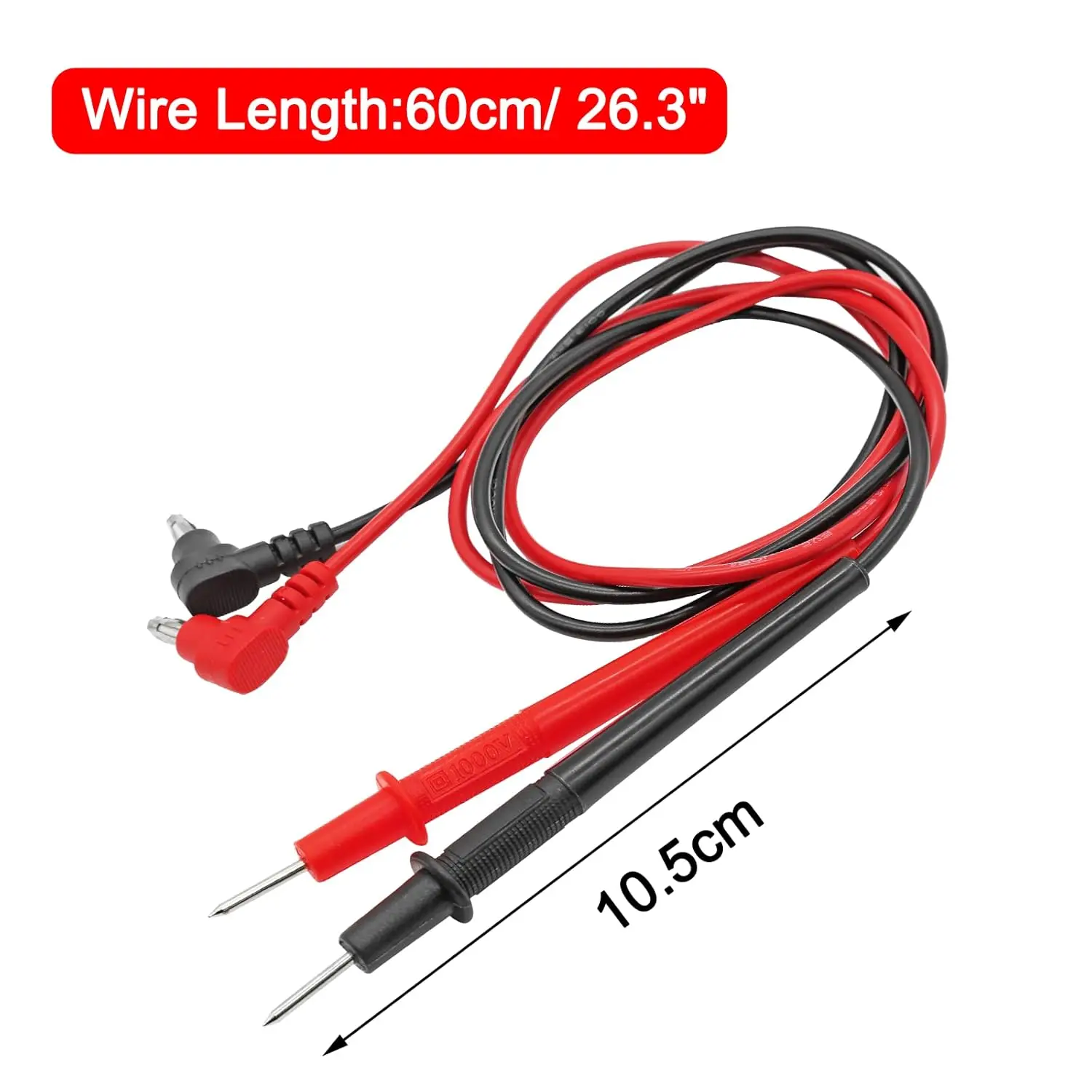 2 Pair Banana Plug Multimeter Probe Test  Cable, 1000V, Length 60cm, Black & Red