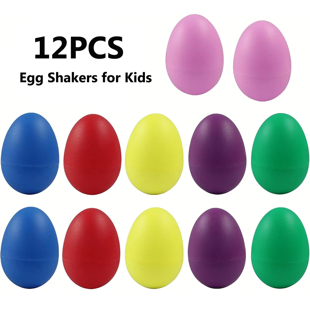 Miwayer 12Pcs Plastic Egg Shakers Percussion Musical Eggs Maracas Easter Egg for Party Favors Supplies Music Learning (6 Colors)