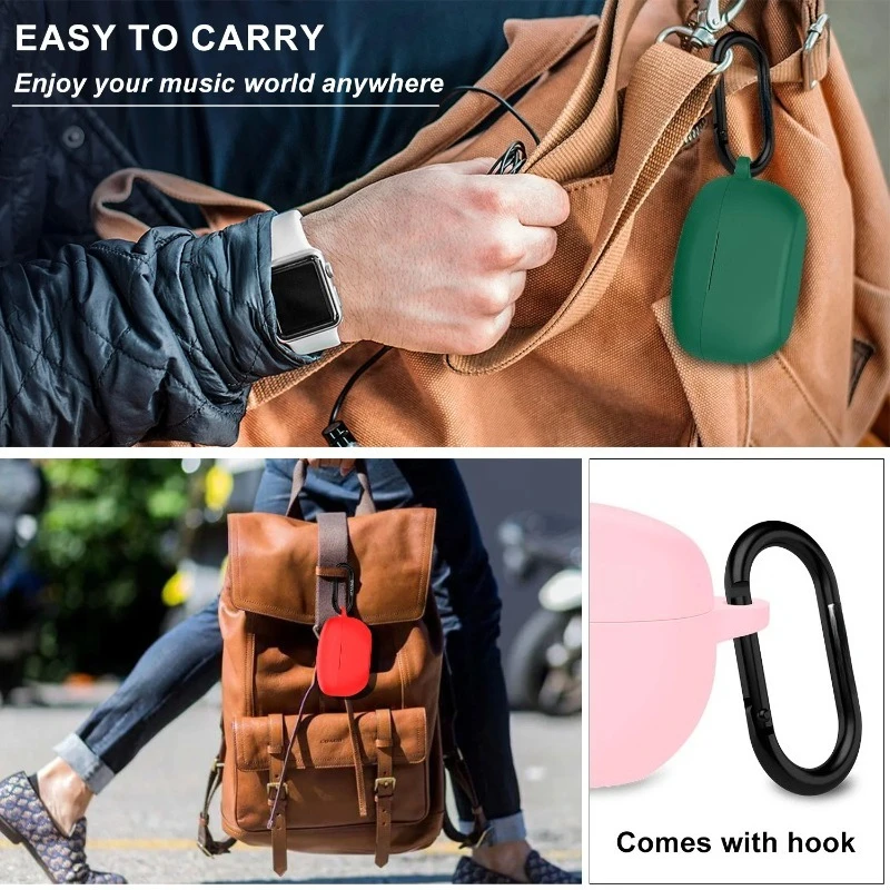 For Sony WF 1000XM5 Bluetooth Earphone Case， Soft Silicone Skin Smooth Cover with Free Lock Buckle