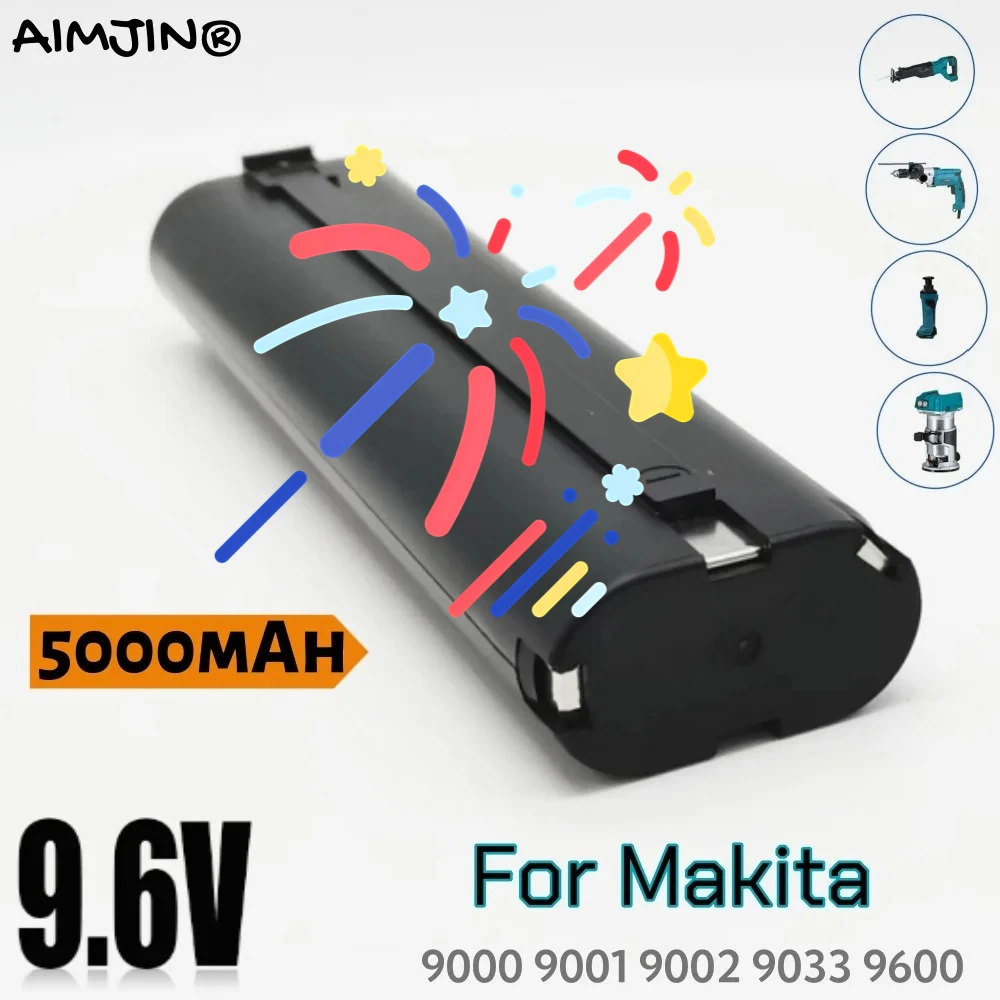 

Аккумулятор Ni-MH 9.6В 5000мАч для электроинструментов Makita 9000 9001 9002 4093D 5090D 6900D 8400D DA390D T220D