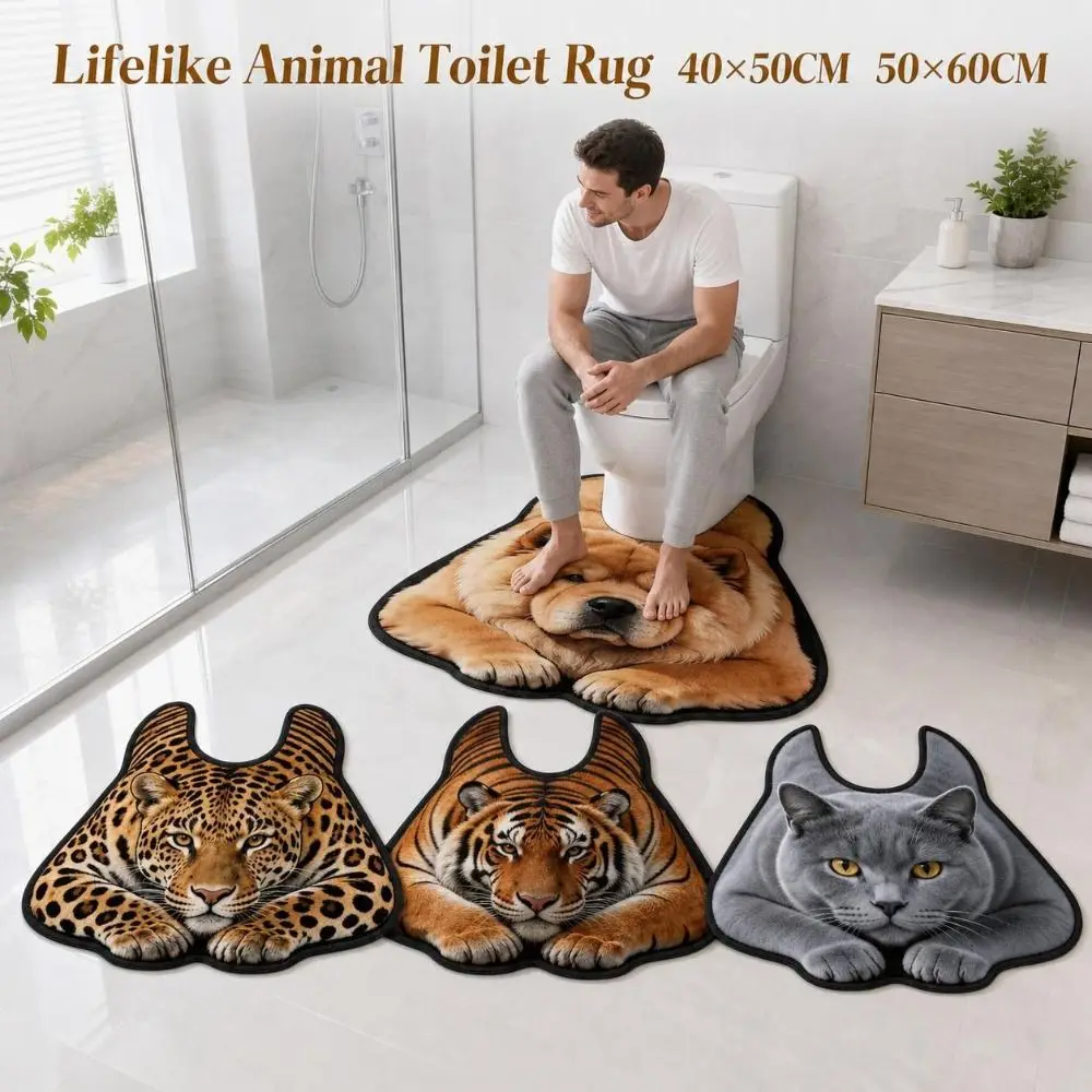 40×50CM 50×60CM Lifelike Animal Toilet Floor Mat Diatomaceous Earth Non-slip Toilet Rug Water-absorbing Washable view 4
