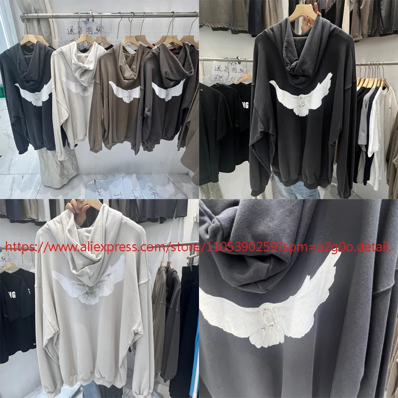 

High-quality Cotton KANYE WEST Hooded Sweatshirt American Streetwear Dove-pattern Print Men's Women's DONDA Sportswear