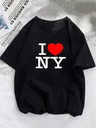 Women I Love NY New York Graphic T-shirt Girl Y2K Harajuku Black Pink Red New Tee Tops Female Funny Clothes Gift