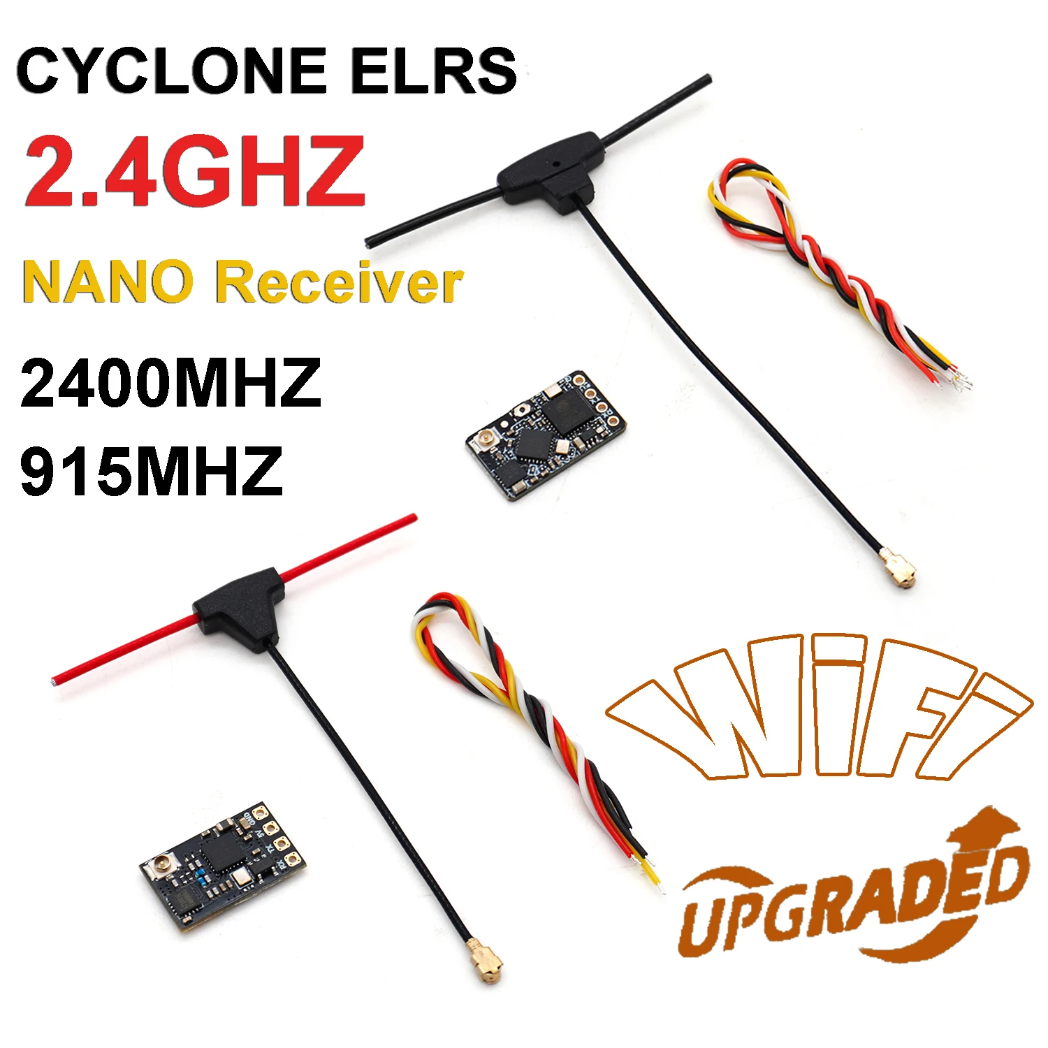 

CYCLONE 2.4GHZ 2400MHZ/915MHZ ELRS Nano Receiver with T Antenna 4pin Interface for RC FPV Traversing Drone Racing Upgrade Parts