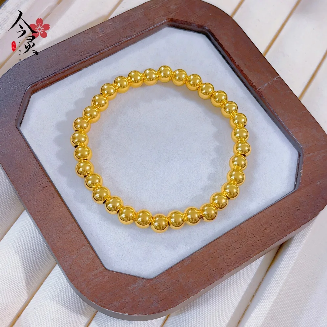 

Gentle & Elegant Smooth Bead Bracelet For Women 24K Gold AU999 | Smooth round beads, gentle and grand