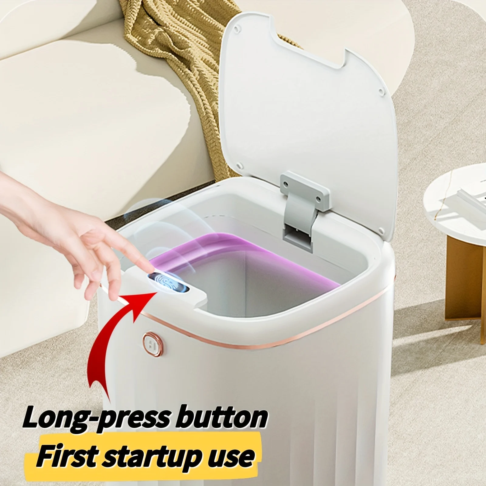 Smart Trash Can Inductive Cover Opening Press Button To Keep It On  Vibration Induction  Induction Switch   Electric Trash Can