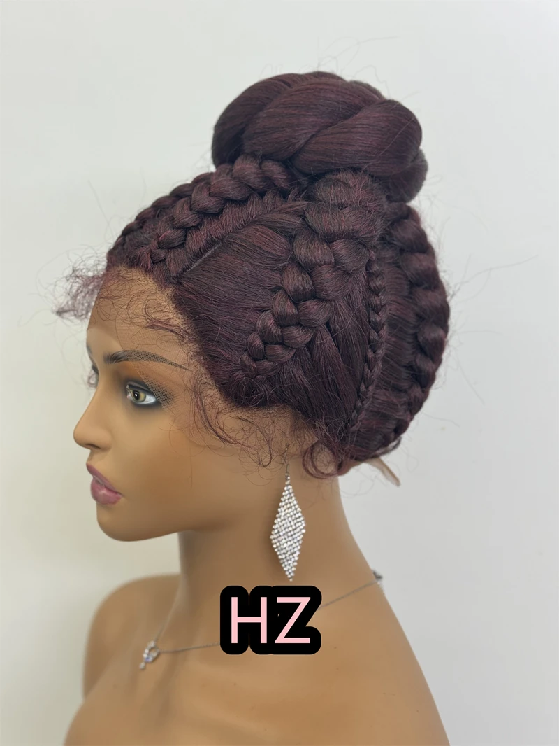 HZ 99J جديد وصول شعر مستعار مضفر كعكة أوبدو شعر مستعار الاصطناعية الدانتيل شعر مستعار كورنو مع الطفل أفريقيا المرأة الأمريكية الدانتيل تجديل الباروكات