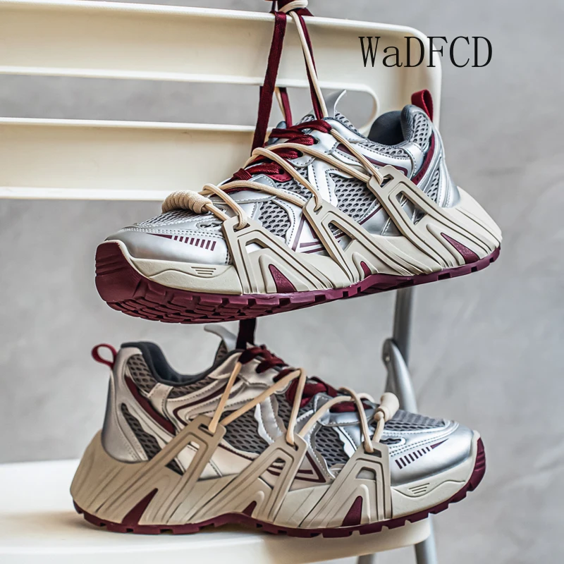 

Мужские кроссовки на массивной подошве, большие размеры до 45, дизайнерские спортивные повседневные туфли из микрофибры и сетки, увеличивающие рост, на платформе, для спортзала