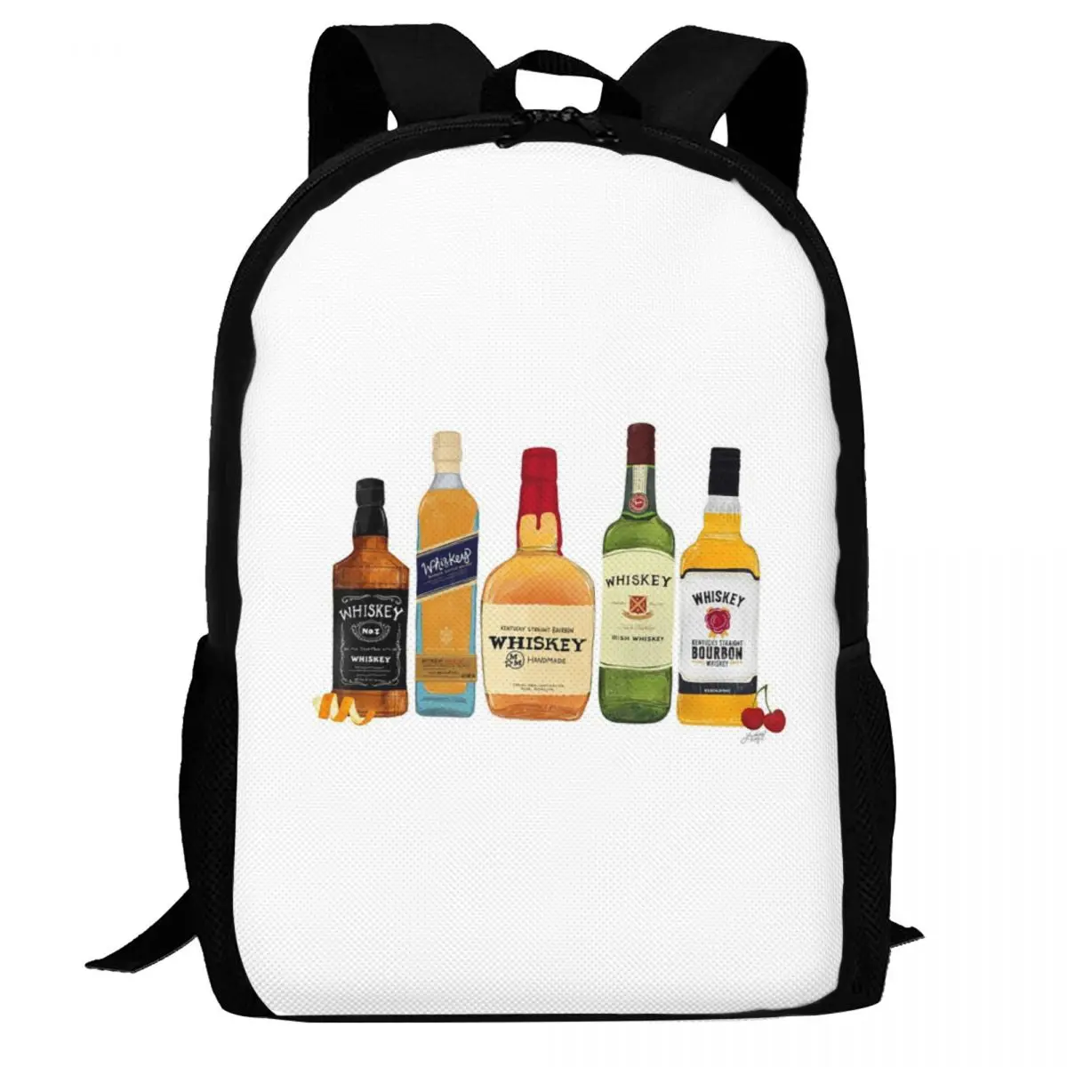 

Рюкзак с иллюстрацией бутылок виски, вместительный, для детей, школьный рюкзак, сумка через плечо для мужчин и женщин