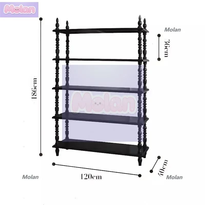 

French medieval jewelry display stand, living room American display stand, retro bookshelf, multi-layer solid wood shelf, floor