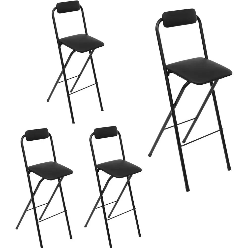 

4 шт. 30-дюймовых барных стульев со спинкой и мягкими подушками, подходящих для использования в помещении или на улице (черные)