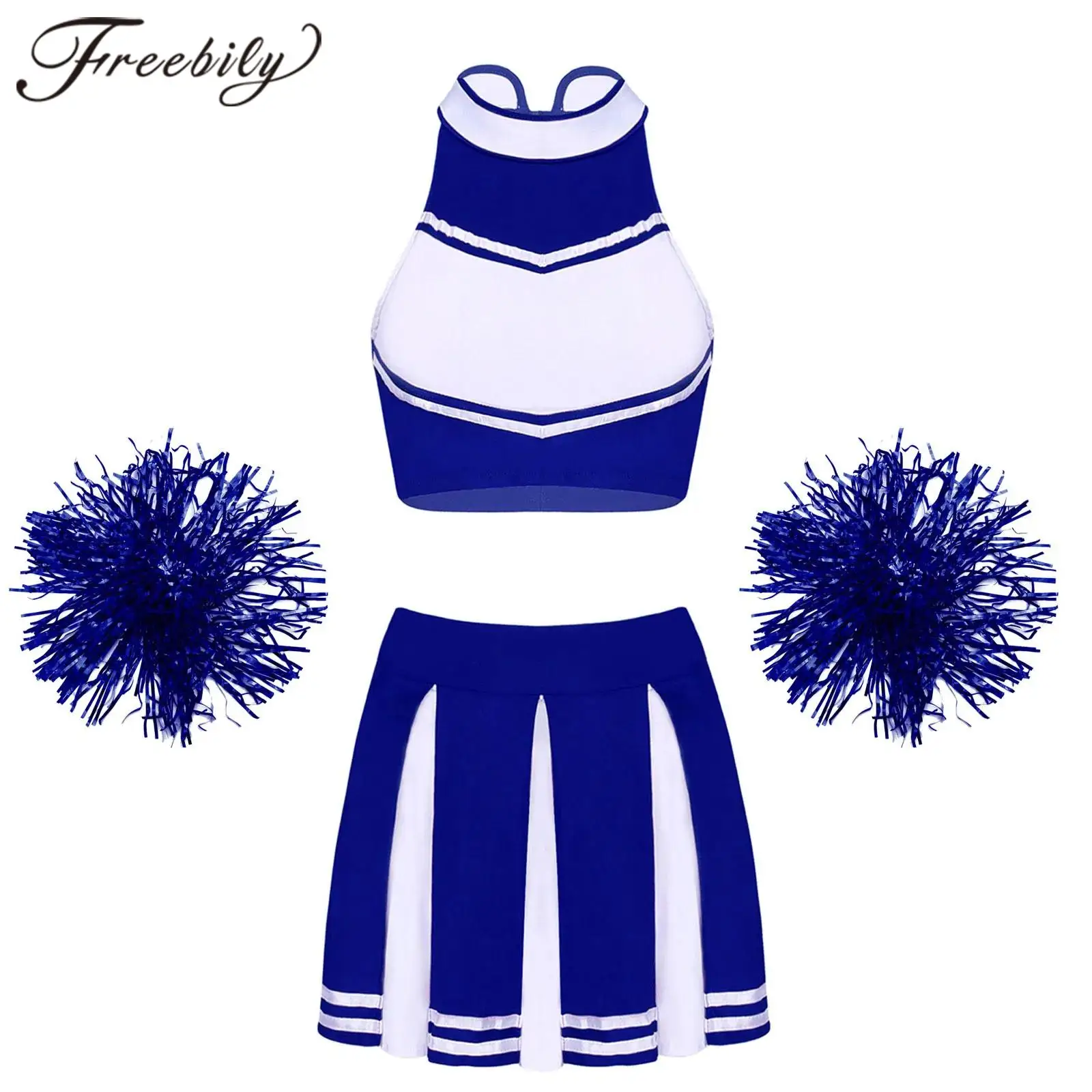 Women's Cheerleading Uniform Cheerleader Costume Set Cheer Dance Outfit for Sports Performance Clothes School Girls Dance Sets