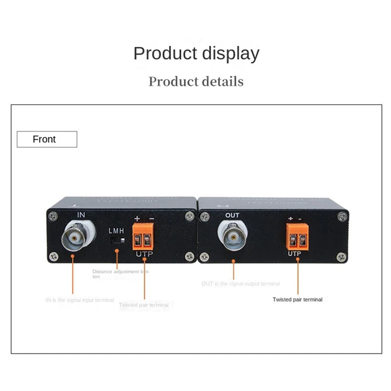 1 Channel Active Video Balun For CCTV Camera Twisted Pair Transmitter Bnclong Range For AHD TVI CVI 5/10MP