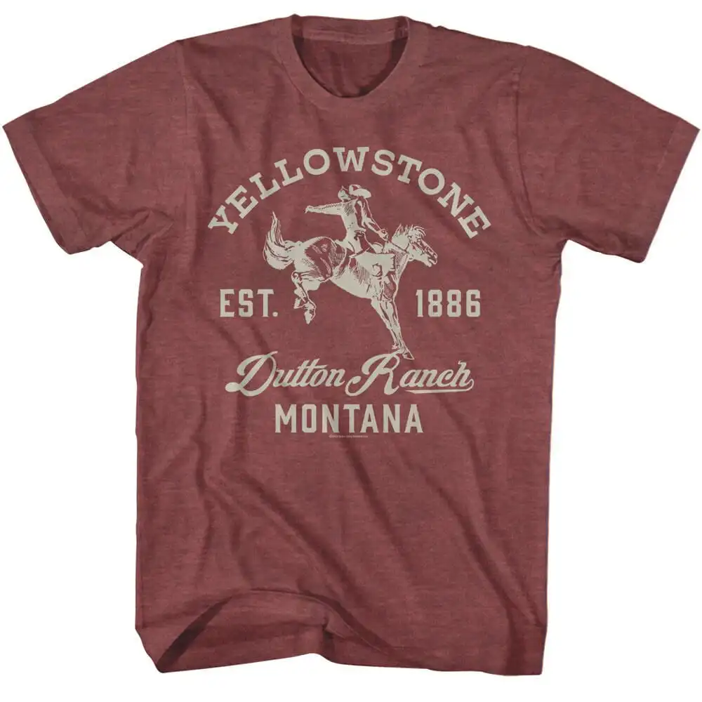 Yellowstone T Shirt Dutton Ranch Cowboy Men's Horseback Montana Est 1886 Western