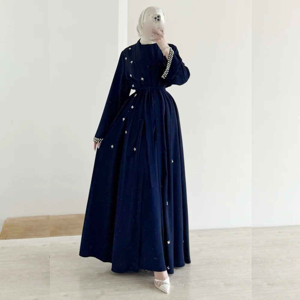 Maßgeschneidertes klassisches Abendkleid mit langen Ärmeln, hoher Kragen, A-Linie, lange Kleider, maßgeschneidert für besondere Anlässe, elegant, für Partys, Hochzeiten, formelle Anlässe