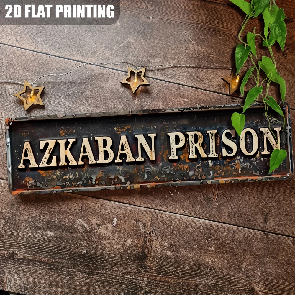 Letrero de aluminio y metal vintage "AZKABAN PRISON" - Letrero decorativo de pared para el hogar, la granja, el dormitorio, el porche | Multiusos Vintage S