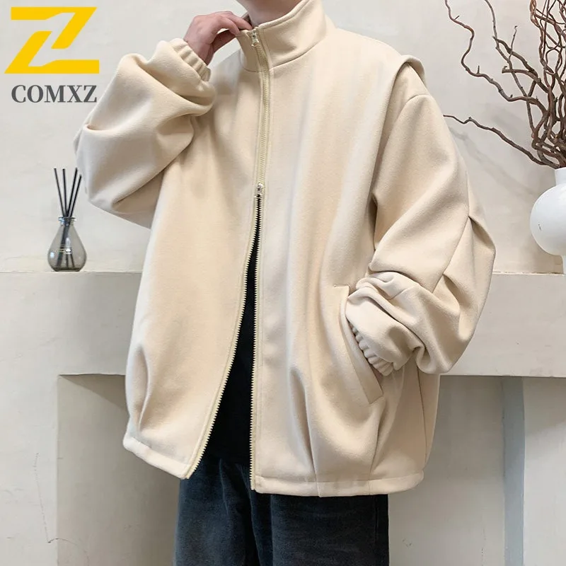 COMXZ Premium Men Jacket Turndown Collar Outdoor Fly Fishing Windproof Coat Fashion Streetwear Style Lightweight Autumn Garment