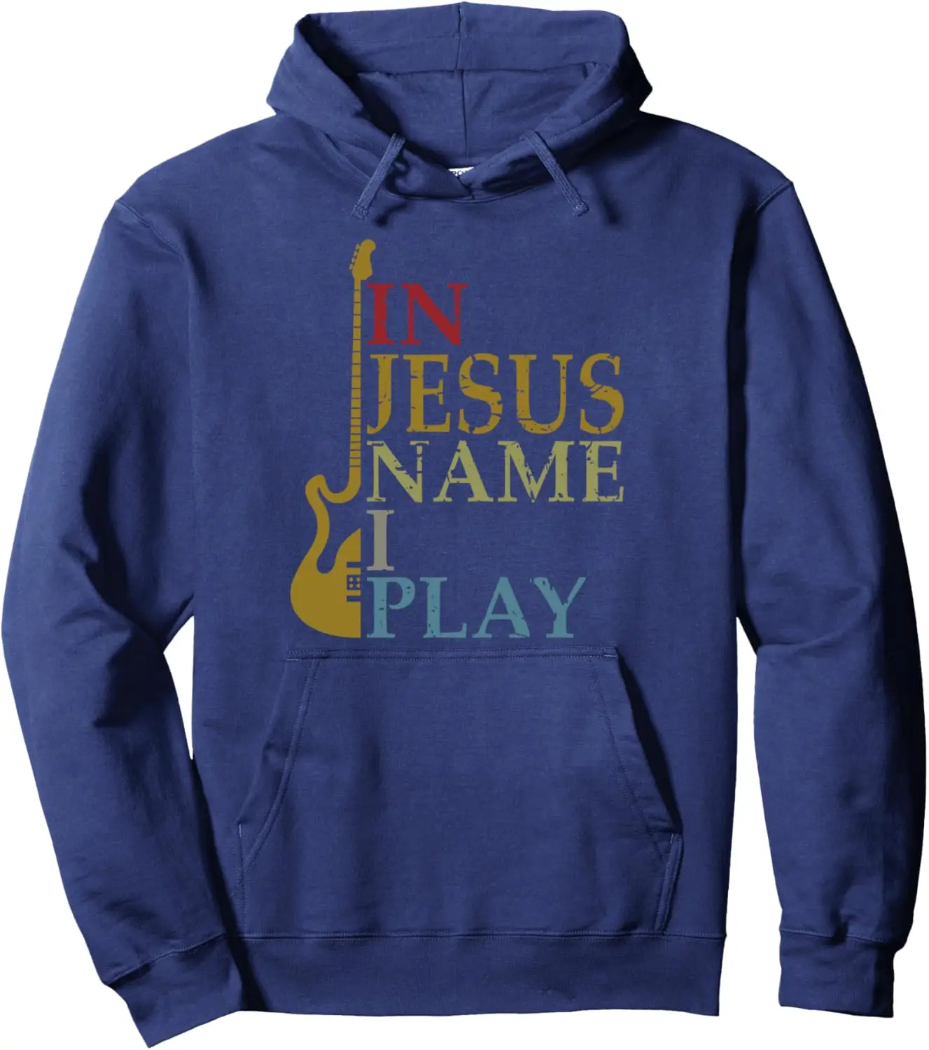 In Jesus Name I Play Guitar Pullover Hoodie Print Original Design Gifts Hoodie Women Men Clothing Customizable Sweatshirt