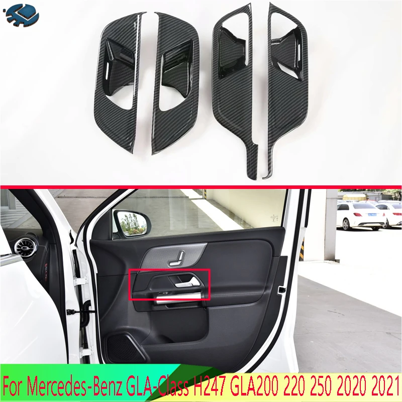 メルセデスベンツ-gla-クラス-h247-gla200-220-250-2020-2021-カーボンファイバースタイルインナードアハンドルカバーキャッチボウルトリム