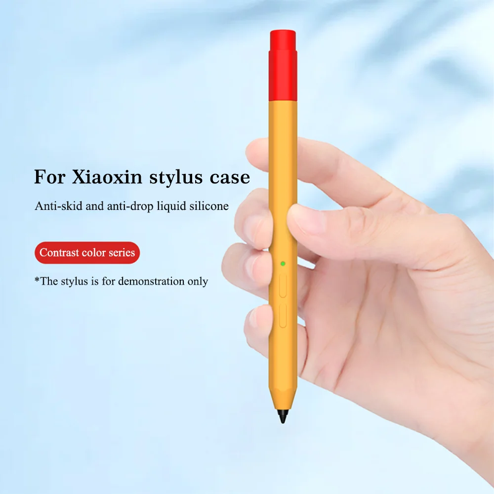 Pen Case For Lenovos Xiaoxin Pad Initiative Capacitor Pencil Silicone Protective Cover Contrast Color Double Cap Pencil Case