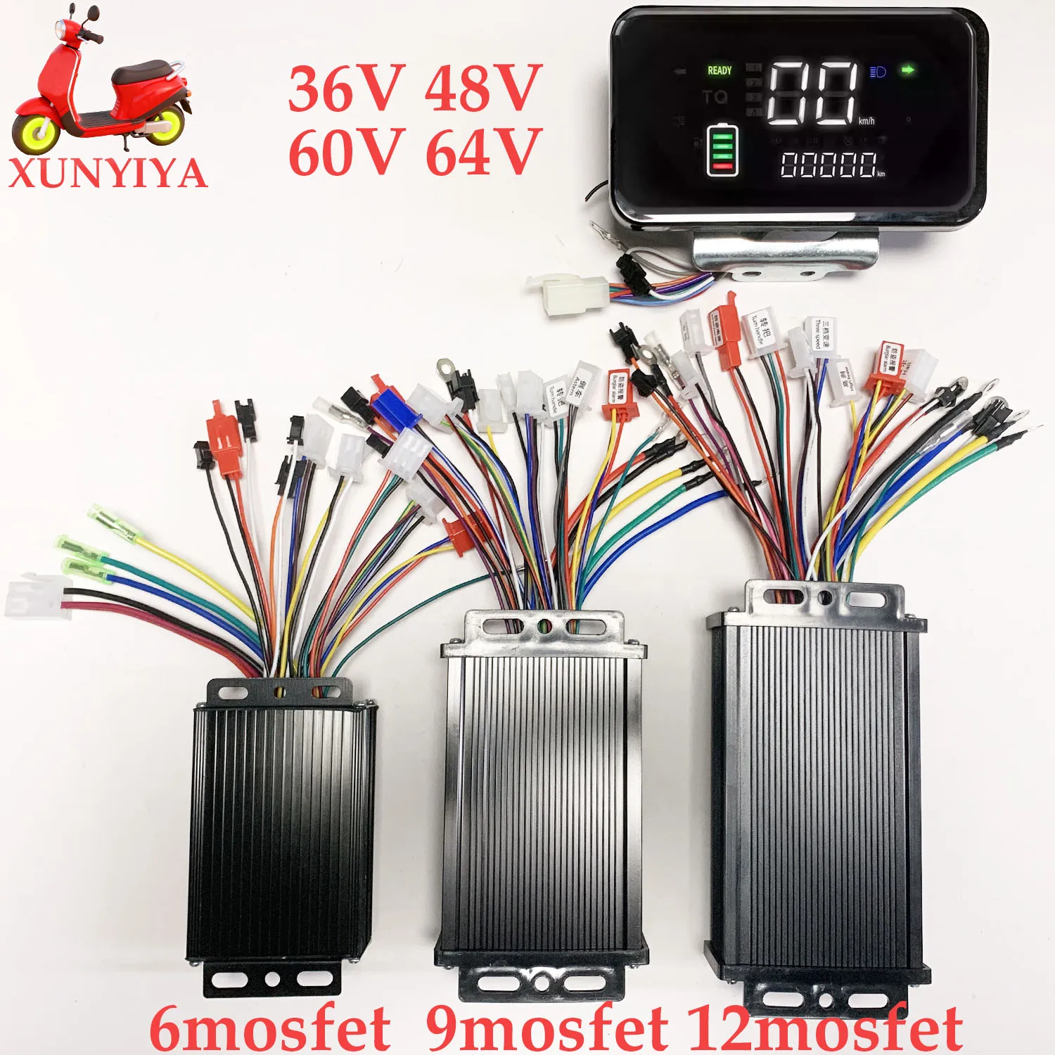 

36V 48V 60V 64V 350W/500W/1000W/1500W 25A Brushless Motor sine wave Controller with LCD Speed Display for E-bike e-motorcycle