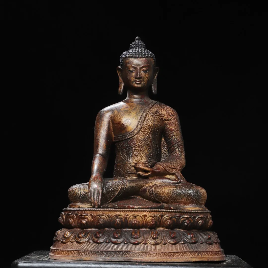 

Old Bronze Cinnabar Gilded Shakyamuni sitting Buddha Amitabha Buddha Worship Hall Town house Exorcism