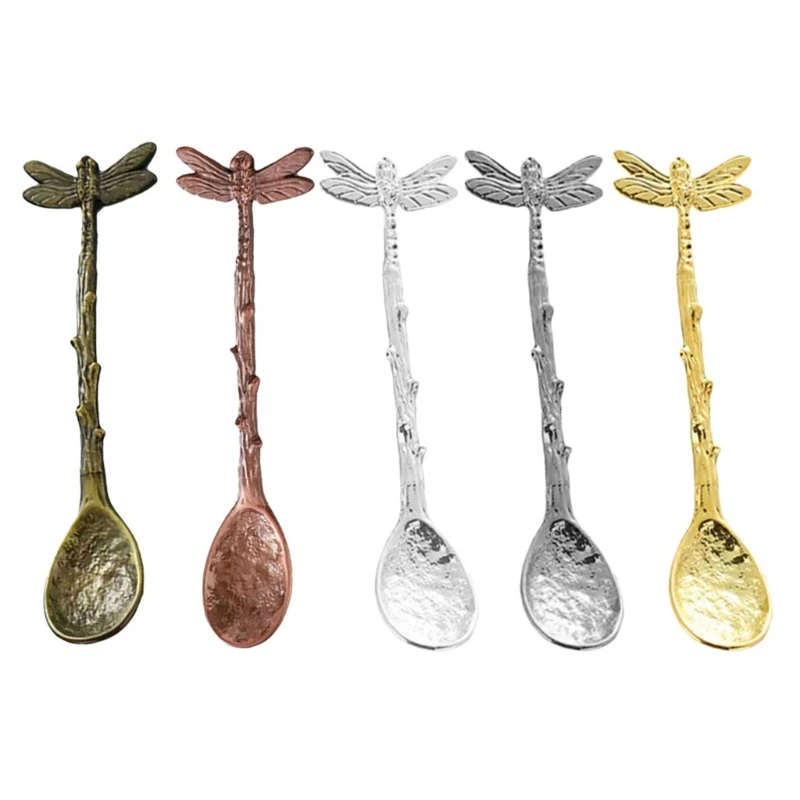 Elegant Water drop Finish Dragonflies Teaspoons Set For Dessert Sugar Stirring