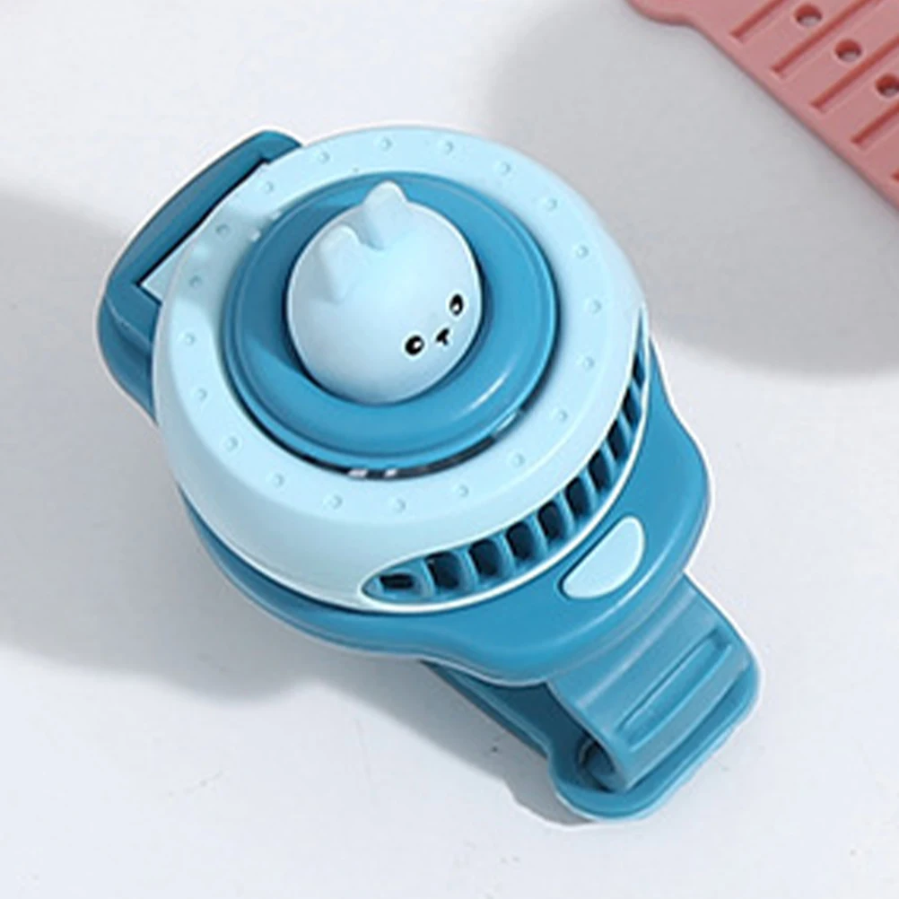 

1PCS Kids Watch Fan USB Rechargeable Portable Mini Plastic Wrist Fan Cute Cartoon Design for Children Outdoor Indoor Gift