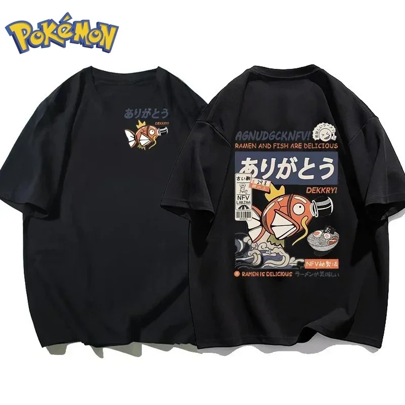 포켓몬 애니메이션 잉어빵 프린팅 티셔츠 2026 가을/겨울 신상 하라주쿠 남녀공용 루즈핏 데일리 부모-자녀 상의